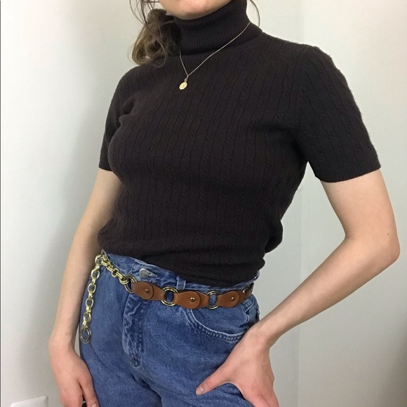 Vintage Sweaters - Vintage • Merino Wool Chocolate Cable Kit Top